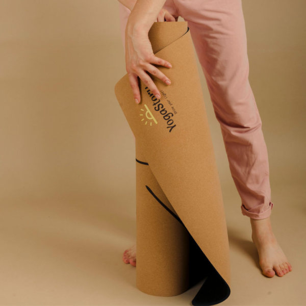 Cork yoga mat "Alignment lines" (cork + natural rubber)