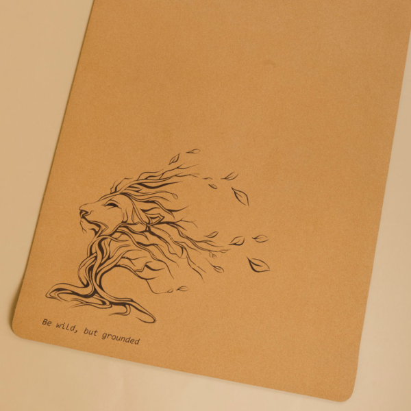Yoga mat "Be Wild – But Grounded" Lion (cork + natural rubber)