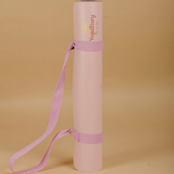 Pink yoga mat "Alignment lines" (polyurethane + natural rubber)