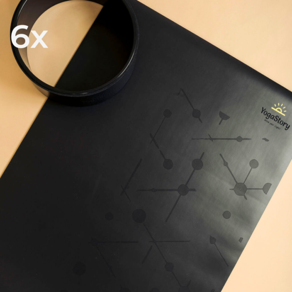 6X Black yoga mat "stars / universe" (polyurethane + natural rubber)
