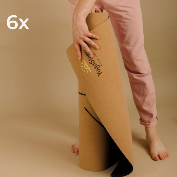 6X Cork yoga mat "Alignment lines" (cork + natural rubber)