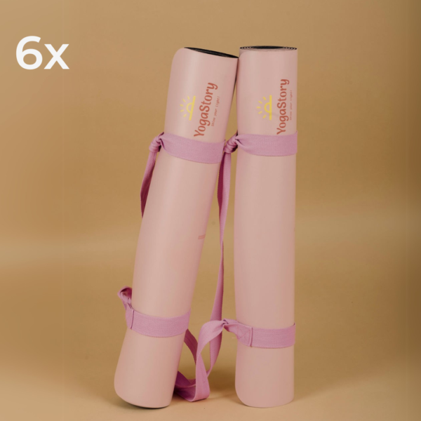 6X Pink yoga mat "Alignment lines" (polyurethane + natural rubber)
